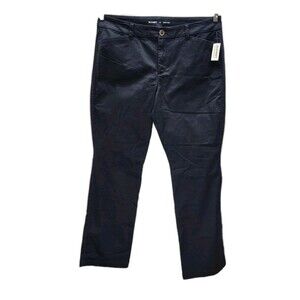 Old Navy Boot Cut Chino Pants Womens 14 Navy Blue Stretch Pockets Casual Travel